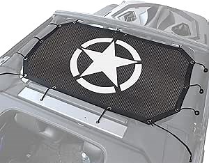 Sunshade for 2007-2018 Jeep Wrangler JK JKU 2 Door 4 Door Front Mesh Sun Shade, JK, JK Unlimited, Sport, Sport S, Sahara, Rubicon Sunshade Bikini Soft Top Cover Net, Blocks UV, Wind, Noise, Black SAR