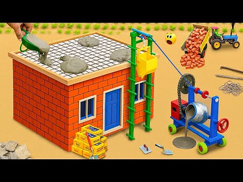 Earthquake Hits House | DIY Mini Mixer and Lifting Machine Build Solid Brick House Science Project