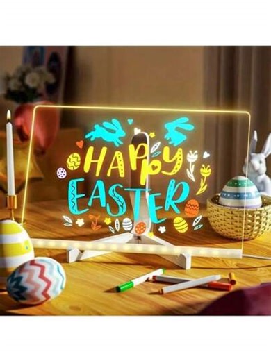 USB Powered LED Drawing Board, With 12 Color Pens - Scratch-Resistant, Adjustable Erasing, Multi-Size Acrylic Memo Board, Notepad, Drawing Supplies | SHEIN