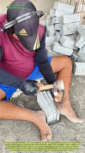 Präzision im Steinmetzhandwerk: Spalten von Granitpflasterplatten mit Hammer und Meißel