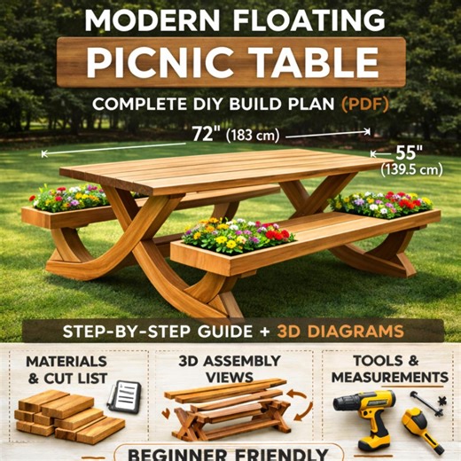 Picnic Table Plans - Step-by-step Instructions - DIY Woodworking Plans (PDF) - Etsy
