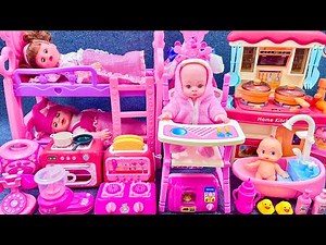 15 Minutes Satisfying With Unboxing Pink Doll Bed & Kitchen Play Set Review Toys｜ASMR