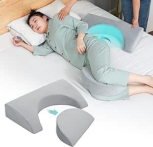 Wedge Pillow for Side Sleeping, Bed Wedge Pillows for Back Pain Relief & Post Surgery, Bedsore Pressure Relief Pillow, Wedges & Body Positioners Pillow for Seniors, Pregnancy, Adult(2IN1)