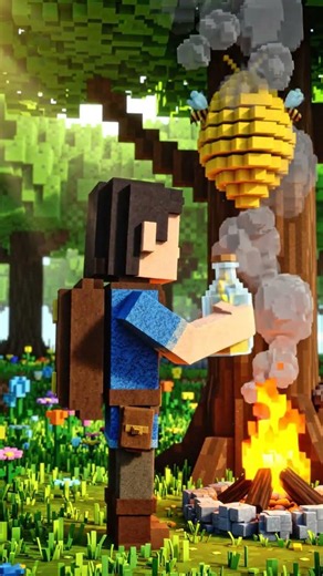 How to Harvest Honey WITHOUT Angry Bees! 🐝🔥 #Minecraft #Shorts