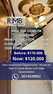 Casa en Venta en Santa Marta | House for Sale $120,000 USD | 3 Habitaciones / 3BR + Estudio + Patio