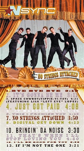 *NSYNC on Instagram: "25 years of No Strings Attached. This album was a turning point for us, kicking off a new era- one bigger than we ever could have imagined. 25 years later, our gratitude only grows. We feel it every day and we hope you do too. Thank you for being part of this journey- then, now, and always﫶 Edit by @bradleyarthurshapiro"