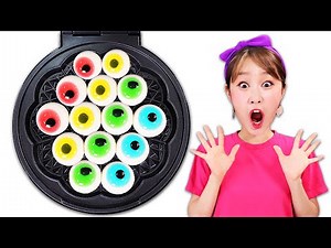 Eyesball jelly Waffle Mukbang 눈알젤리 와플 먹방 JiniYum 지니얌 먹방