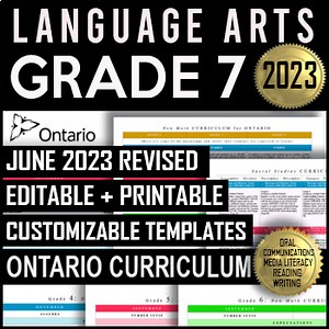 Grade 7 Language Arts 2023 | Ontario Long Range Plans | Editable and Printable!