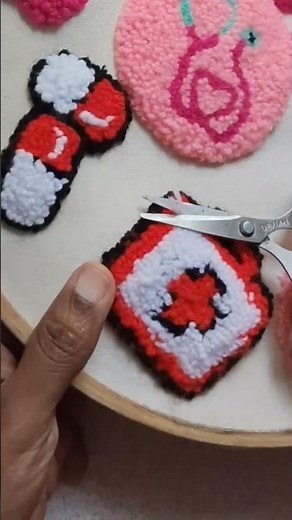 Cute First Aid Kit Punch Needle Project ‪@craftybini‬ #shorts
