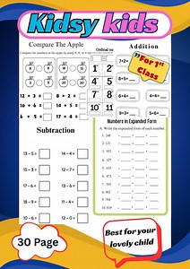 Grade 1st Math Worksheet: Numbers, Addition, Subtraction All Topics (printable PDF) - Etsy Canada
