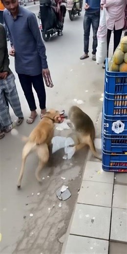 Dog Ambushes Monkey — Biscuit Fight Turns Instant Chaos!