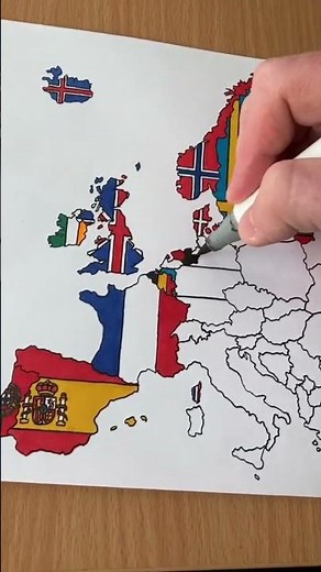 Watch me draw the German flag INSIDE Germany on a map of Europe#flag #map #geography #short #germany