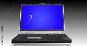 Laptop computer with hardware fault, overheats and cautches fire, emmiting cloud of smoke, needs repair support and service