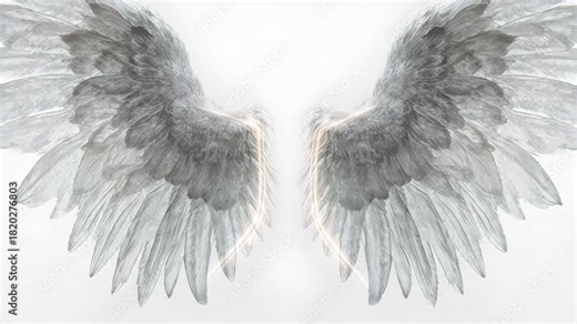 Angel Wings Flapping with Light Streaks - Ethereal Motion and Graceful Flight