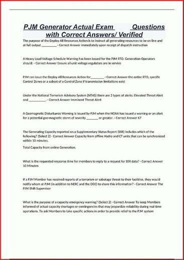 Pjm Generator Actual Exam Questions With Correct Answers Ver video