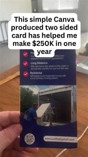 The $250K Rack Card #entrepreneur #movingbusinessmentor #money