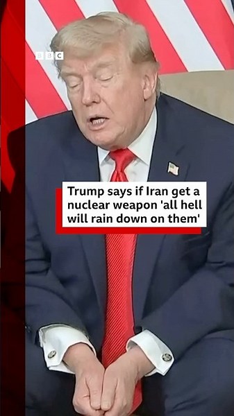US President Donald Trump says Iran will 'never have nuclear weapon' under deal. #Iran #US #BBCNews