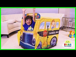 Ryan Pretend Play with School Bus Tent Fun! - Videos For Kids