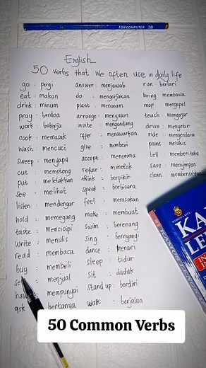 50 kata kerja yang biasa digunakan dalam kehidupan sehari-hari, belajar bahasa Inggris untuk pemula #belajar #bahasainggris | Leni Siti