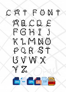 Cat Font A-Z, Cat Letters, SVG, PDF, EPS (digital Download) - Etsy