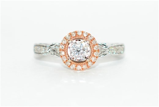 Vera Wang Diamond Engagement Ring: 14K White & Rose Gold, .43 Tcw - Etsy Australia
