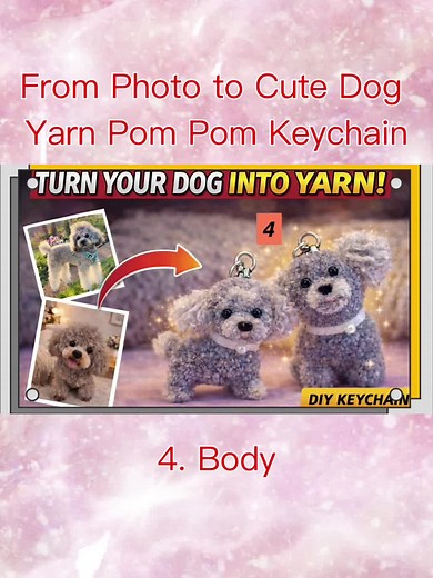 DIY Cute Dog Yarn Pom Pom Keychain Tutorial