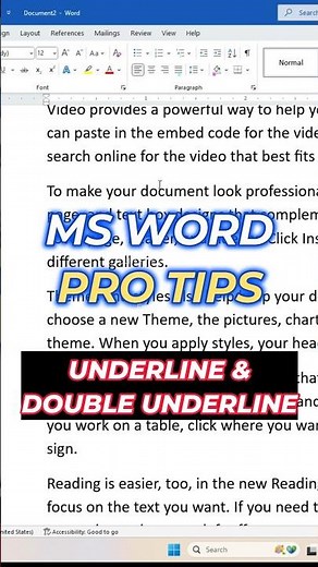 Ctrl+U vs Ctrl+Shift+D: Double Underline Magic in MS Word #computereducation #learncomputer