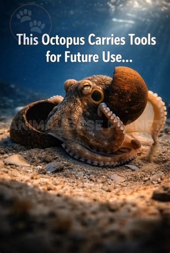 This Octopus Carries Tools for Future Use… Scientists once believed tool use belonged only to humans and primates. Then they watched an octopus do something impossible. In 2009, researchers filmed octopuses collecting coconut shells in Indonesia. They carried the shells across the seafloor. Later, they assembled them as armor to hide inside. This behavior was observed in the wild — not captivity. The octopus planned ahead for danger that hadn’t happened yet. It changed how intelligence in animal