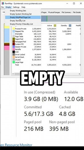 How to clear Cache using RAMMAP 👀