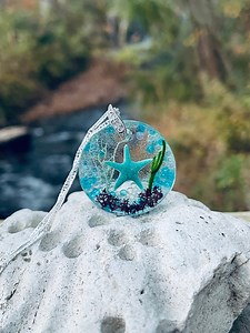 Ocean Resin Necklace, Resin Necklace, Epoxy Resin Necklace, Cruise Gifts, Preserved Moss Pendant, Adoption Gifts - Etsy