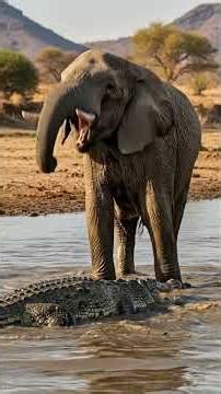 Unbelievable Rescue: Elephant Saves Lion Cub from Crocodile and Hyenas