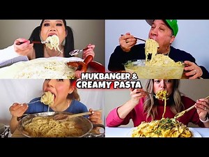 Mukbanger Having *SUPER CHEESY & CREAMY PASTA* ASMR || Satisfying BIGBITES #mukbang #asmr #food