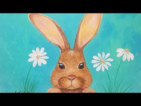 Bunny Rabbit Acrylic Painting Tutorial LIVE Step by Step Lesson