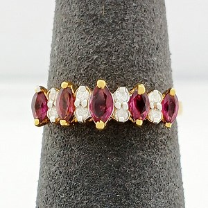Genuine Ruby & Diamond Ring 14k Yellow Gold