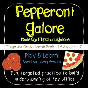 Short & Long Vowel Word Practice Learning Game - Pepperoni Galore - Primary