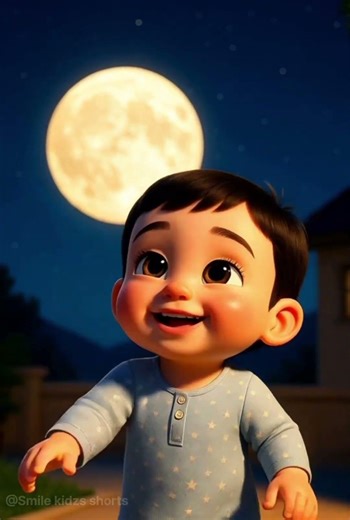 🌙 Baby Meets the Moon | Cutest Night Moment Ever 👶✨😍Funny Kids Shorts Smiling Babies #shorts #moon