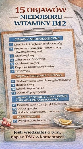 Czy wiesz, jakie są objawy niedoboru witaminy B12? #Niedobory #Medycyna