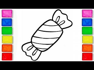How to Draw a Cute Easy Chocolate Candy / Toffee for Kids Step by Step