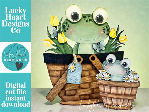 File intercambiabile Spring Frog For The Flower Basket SVG, TINY, Floreale, Fiori, Tulipano, Margherita, Vassoio a più livelli, Glowforge, LuckyHeartDesignsCo - Etsy Italia