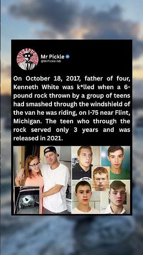 On October 18, 2017, father of four, Kenneth White was k*lled when a 6-pound rock thrown by a group