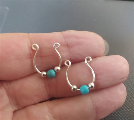 Turquoise Non Piercing Nipple Rings: Adjustable Clip-on Jewelry - Etsy