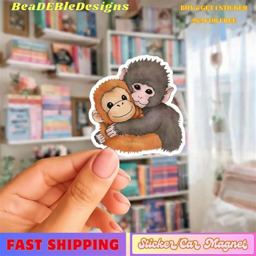 Baby Punch Monkey Sticker, Abandonment Monkey Art (car Magnet) - Etsy
