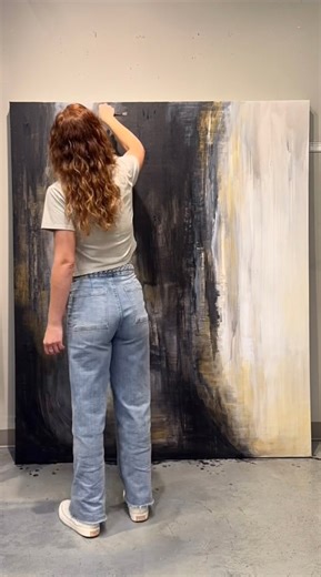 ‘Obsidian Caverns’ - original 5’x6’ acrylic on canvas for sale. Hope you enjoy the painting process. #abstractart #obsidian | Ashley Spitsnogle's Art