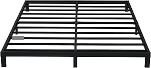 EMODA 6 Inch King Bed Frame No Box Spring Needed, Heavy Duty Metal Platform with Steel Slats, Noise Free, Easy Assembly, Black