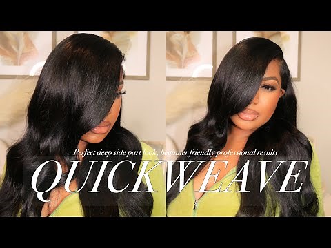 DEEP SIDE PART QUICK-WEAVE TUTORIAL! NATURAL RESULTS FOR BEGINNERS FT. NADULA HAIR