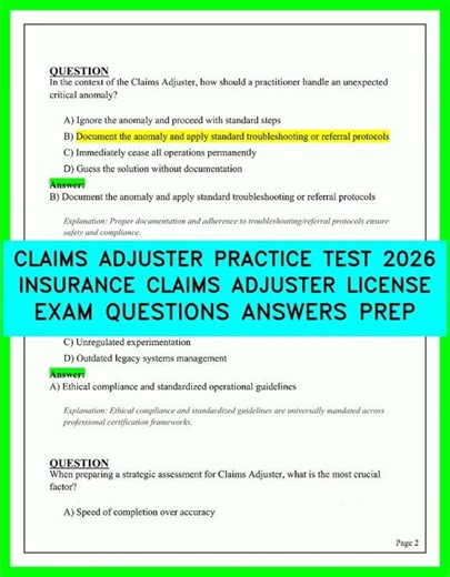 Claims Adjuster Practice Test 2026 Insurance Exam Questions and Answers Prep License Exam Video 26