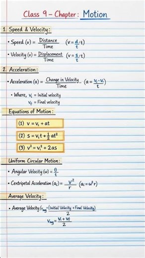 formula sheet of #motion# yt video #