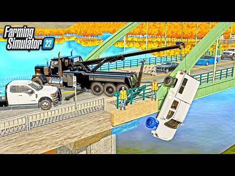 HEAVY WRECKING! WINCHING A SUNKEN TRUCK OUT OF THE RIVER! FARMING SIMULATOR 22