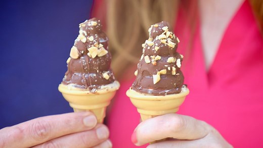 Crunchy chocolate shell, creamy ice cream center — my Homemade Drumstick Ice Cream recipe has all the things you love about the classics! Use the GoodCook Mini Frozen Treat Pop molds and it'll be as simple as possible, too! Get the written recipe here: http://bit.ly/drumstickcones | Bigger Bolder Baking