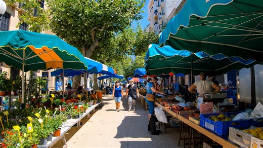 Walking through a local market in Blanes Spain